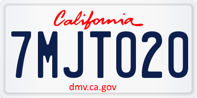 CA license plate 7MJT020