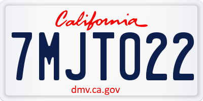 CA license plate 7MJT022