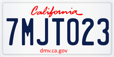 CA license plate 7MJT023