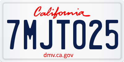 CA license plate 7MJT025