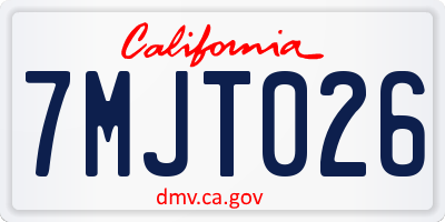 CA license plate 7MJT026