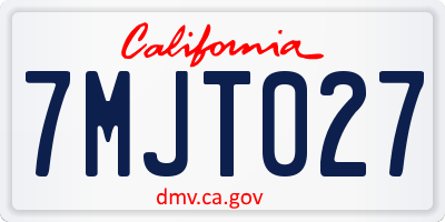 CA license plate 7MJT027