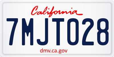 CA license plate 7MJT028