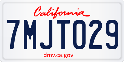 CA license plate 7MJT029