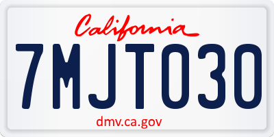 CA license plate 7MJT030