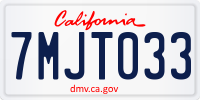 CA license plate 7MJT033