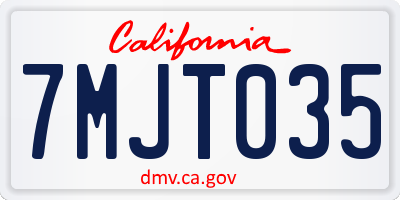 CA license plate 7MJT035