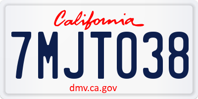 CA license plate 7MJT038