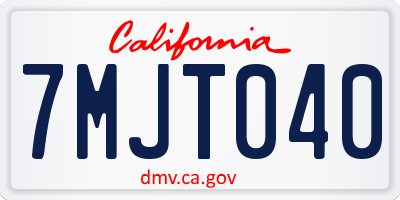 CA license plate 7MJT040