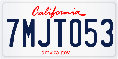 CA license plate 7MJT053