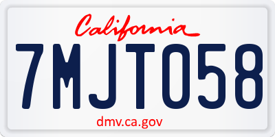 CA license plate 7MJT058