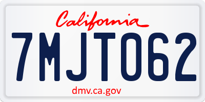 CA license plate 7MJT062