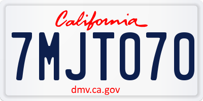 CA license plate 7MJT070