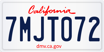 CA license plate 7MJT072