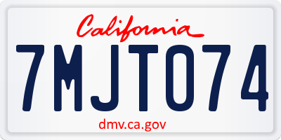 CA license plate 7MJT074