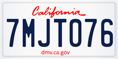 CA license plate 7MJT076