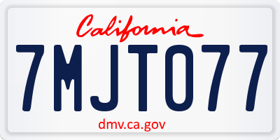 CA license plate 7MJT077
