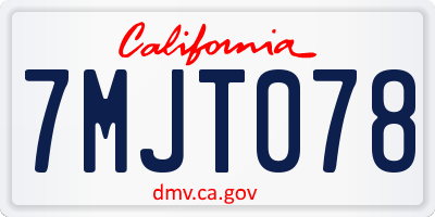 CA license plate 7MJT078
