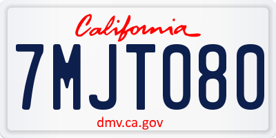 CA license plate 7MJT080