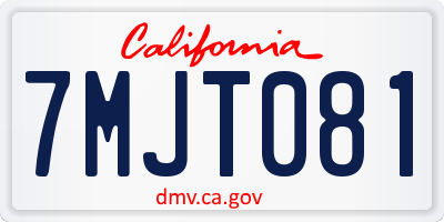 CA license plate 7MJT081