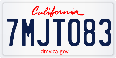 CA license plate 7MJT083