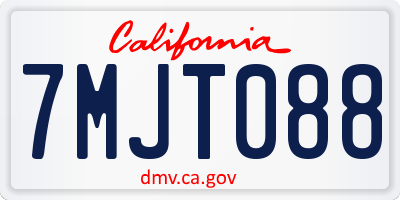 CA license plate 7MJT088