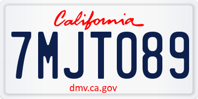 CA license plate 7MJT089