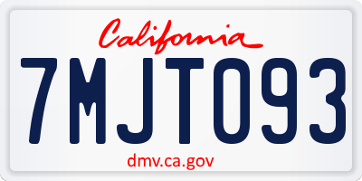 CA license plate 7MJT093