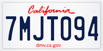 CA license plate 7MJT094