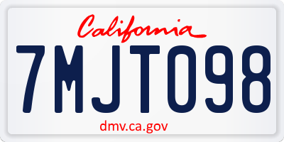 CA license plate 7MJT098