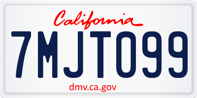 CA license plate 7MJT099