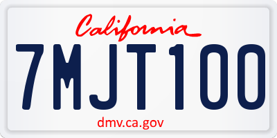 CA license plate 7MJT100