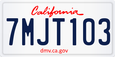CA license plate 7MJT103