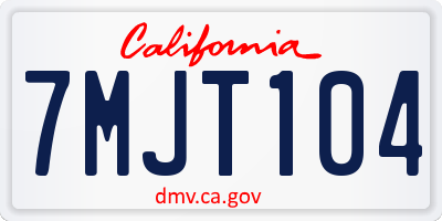 CA license plate 7MJT104