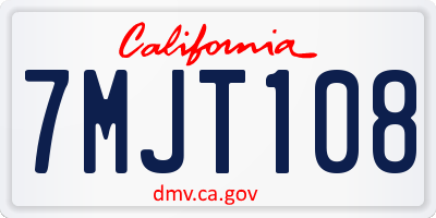 CA license plate 7MJT108