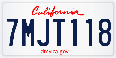 CA license plate 7MJT118