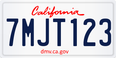 CA license plate 7MJT123