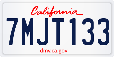 CA license plate 7MJT133