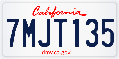 CA license plate 7MJT135