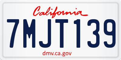 CA license plate 7MJT139