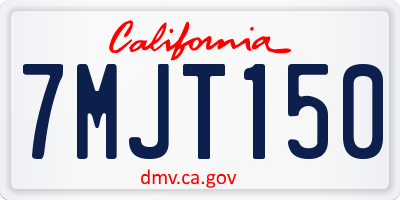 CA license plate 7MJT150