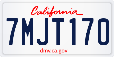 CA license plate 7MJT170