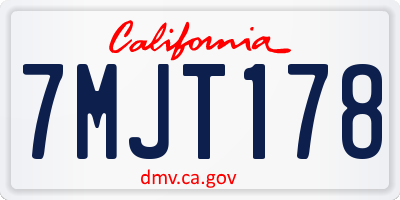 CA license plate 7MJT178