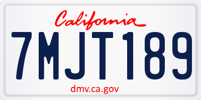 CA license plate 7MJT189