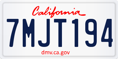 CA license plate 7MJT194