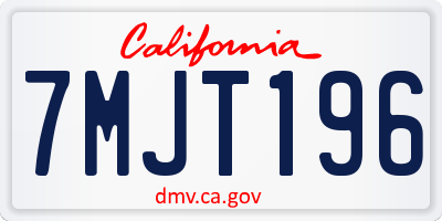 CA license plate 7MJT196