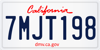 CA license plate 7MJT198