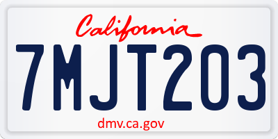 CA license plate 7MJT203