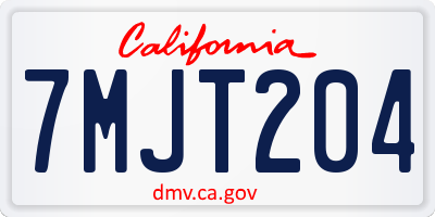 CA license plate 7MJT204