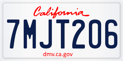 CA license plate 7MJT206